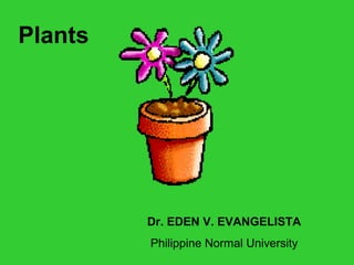 Dr. EDEN V. EVANGELISTA
Philippine Normal University
Plants
 