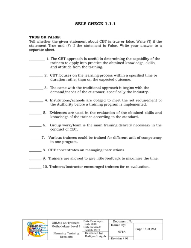 Plan training sessions | PDF