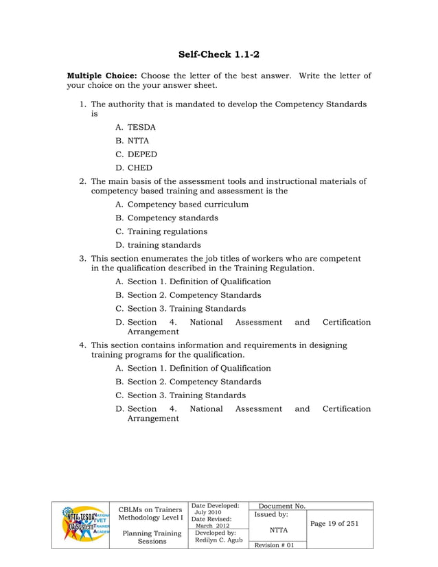 Plan training sessions | PDF