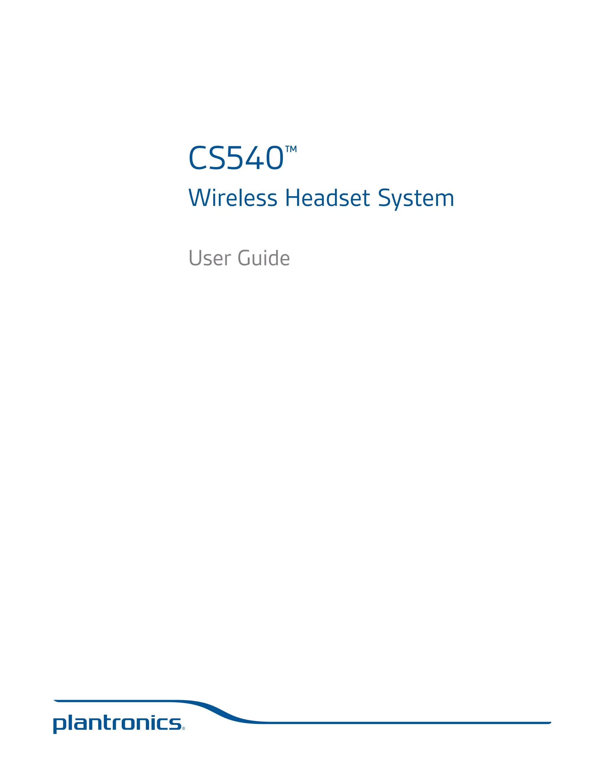 Plantronics cs540 user guide | PDF