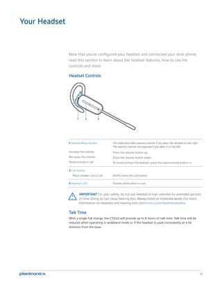 Plantronics cs540 user guide | PDF