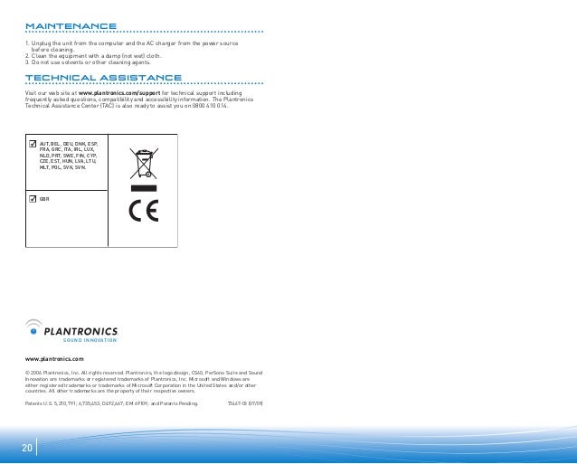 Plantronics Cs60 Usb User Guide