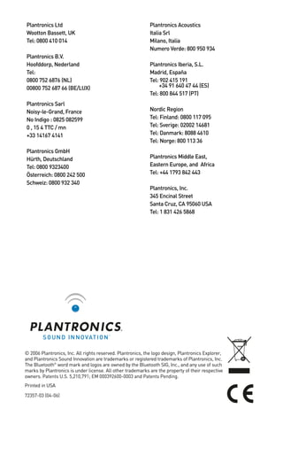 Plantronics explorer 330 340 350 user guide