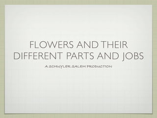 FLOWERS AND THEIR
DIFFERENT PARTS AND JOBS
     A SCHUYLER SALEM PRODUCTION
 