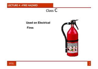 LECTURE 4 :-FIRE HAZARD
Class C
Used on Electrical
Fires
11
8
DTEL
 