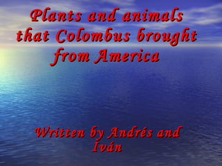 Plants and animals that Colombus brought from America Written by Andrés and Iván 
