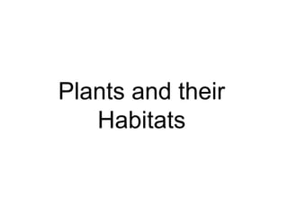 Plants and their
Habitats
 