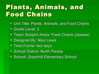 Plants, Animals, and Food Chains ,[object Object],[object Object],[object Object],[object Object],[object Object],[object Object],[object Object]