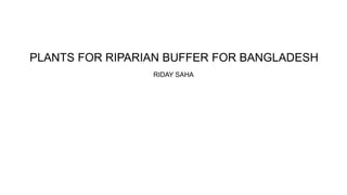 RIDAY SAHA
PLANTS FOR RIPARIAN BUFFER FOR BANGLADESH
 