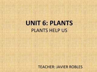 UNIT 6: PLANTS
PLANTS HELP US
TEACHER: JAVIER ROBLES
 