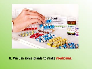8. We use some plants to make medicines.
 