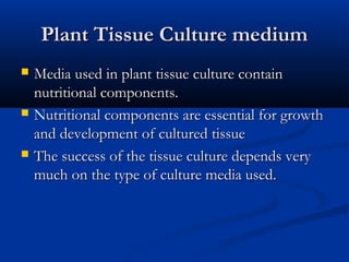 plant tissue culture medium presentation | PDF