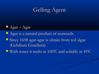 microbiologists guide to gelling agents: agar-agar,... plant tissue culture medium presentation | PDF