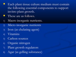 plant tissue culture medium presentation | PDF