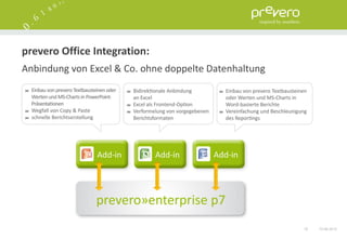 prevero Office Integration:
Anbindung von Excel & Co. ohne doppelte Datenhaltung




                                                       16   15.06.2012
 