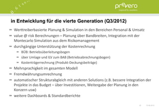 in Entwicklung für die vierte Generation (Q3/2012)
 Werttreiberbasierte Planung & Simulation in den Bereichen Personal & U...