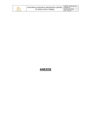 PLAN PARA LA VIGILANCIA, PREVENCIÓN Y CONTROL
DE COVID-19 EN EL TRABAJO
CÓDIGO: PCOVID-001-SST
VERSIÓN: 03
FECHA: 20/12/2020
PÁG: 20 DE 30
ANEXOS
 