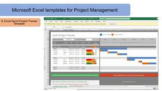 Microsoft Excel templates for Project Management
3. Excel Sprint Project Tracker
Template
 