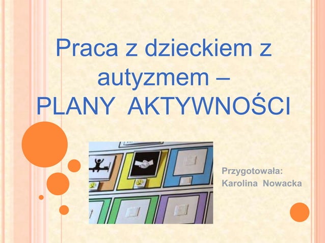Praca z dzieckiem z autyzmem – Plany aktywności | PPTX