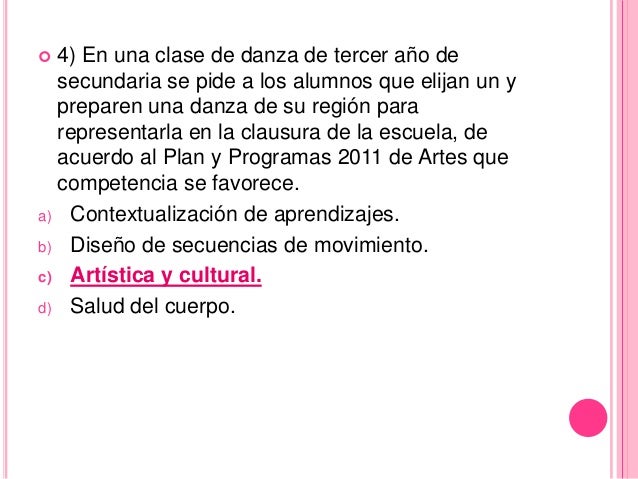 Plan y programas 2011 Artes (Danza)
