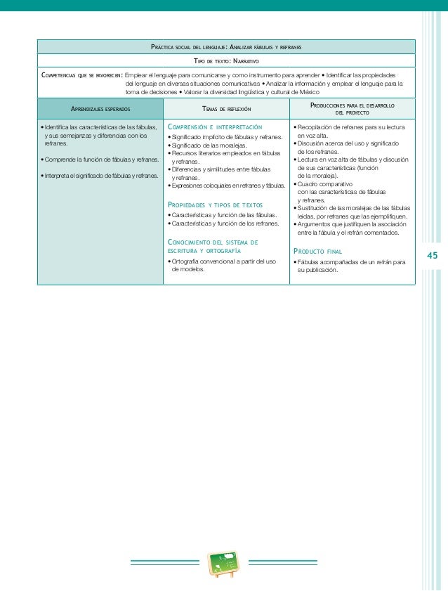 Plan y programas quinto grado