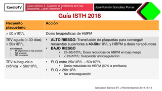 Caso clínico 3. Cuando el problema son las
plaquetas, ¿qué hacemos? José Ramón González Porras
Guía ISTH 2018
Samuelson Ba...