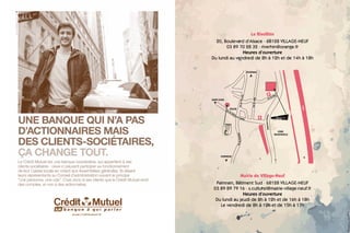 58 59
Le RiveRhin
20, Boulevard d’Alsace · 68128 VILLAGE-NEUF
03 89 70 28 32 · riverhin@orange.fr
Heures d’ouverture
Du lundi au vendredi de 8h à 12h et de 14h à 18h
Mairie de Village-Neuf
Palmrain, Bâtiment Sud · 68128 VILLAGE-NEUF
03 89 89 79 16 · s.culturel@mairie-village-neuf.fr
Heures d’ouverture
Du lundi au jeudi de 8h à 12h et de 16h à 18h
Le vendredi de 8h à 12h et de 15h à 17h
SAINT-LOUIS
ÉGLISE
ROSENAU
HUNINGUE
ZONE
INDUSTRIELLE
rue du Général de Gaulle
ruedeHuningue
rueduMalFoch
rueduCanal
rue du Rhin
Boulevardd'Alsace
CANAL
RHIN
P
P
Rhin
VILLAGE - NEUF
Mairie
 