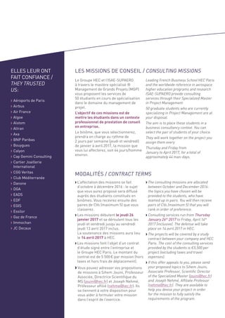 Plaquette Missions Master Management de Grands Projets HEC Paris