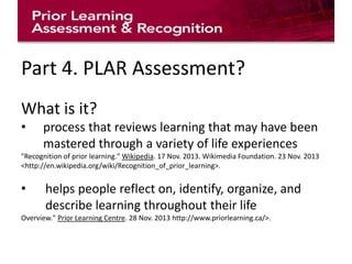 Introduction to Prior Learning Assessment and Recognition | PPTX