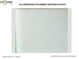 Copyright Keytech S.r.l. 29/07/16 Confidential documents, unauthorized copying
PLA RENEGADE POLYAMIDE SINTERING EFFECT
 