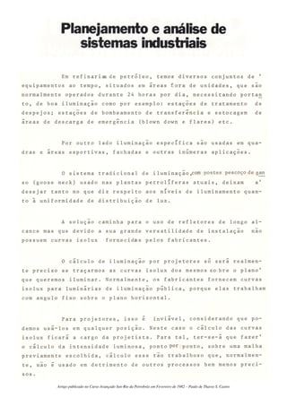 Artigo publicado no Curso Avançado Sen-Rio da Petrobrás em Fevereiro de 1982 – Paulo de Tharso S. Castro
 
