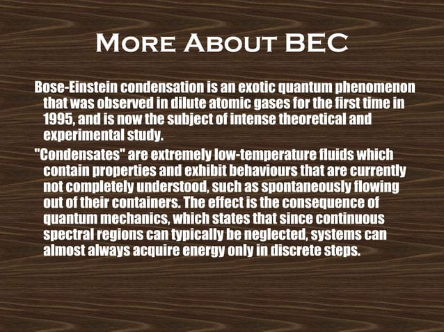 Plasma and bose einstein condensate | PPT