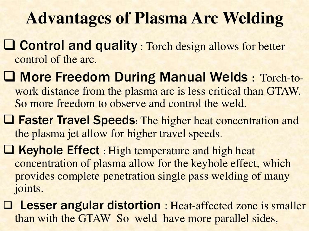 Plasma arc welding