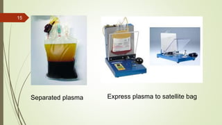 15
Separated plasma Express plasma to satellite bag
 
