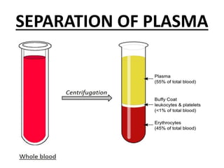 SEPARATION OF PLASMA
 