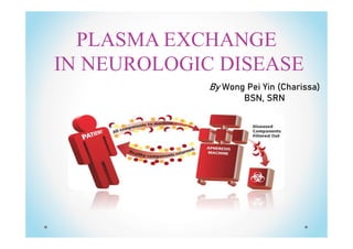 PLASMA EXCHANGE
IN NEUROLOGIC DISEASE
By Wong Pei Yin (Charissa)
BSN, SRN
 