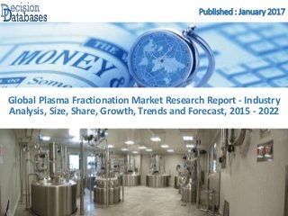 Published : January 2017
Global Plasma Fractionation Market Research Report - Industry
Analysis, Size, Share, Growth, Trends and Forecast, 2015 - 2022
 