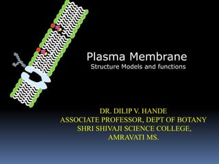 Plasma Membrane
Structure Models and functions
DR. DILIP V. HANDE
ASSOCIATE PROFESSOR, DEPT OF BOTANY
SHRI SHIVAJI SCIENCE COLLEGE,
AMRAVATI MS.
 