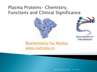 Biochemistry For Medics
www.namrata.co




               Biochemistry For Medics   7/11/2012   1
 