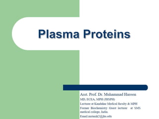 Plasma Proteins (Biochemistry)