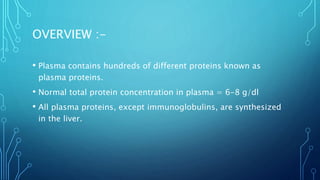 Plasma Proteins important and brief notes | PPTX