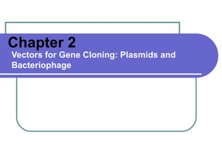 Chapter 2
Vectors for Gene Cloning: Plasmids and
Bacteriophage
 