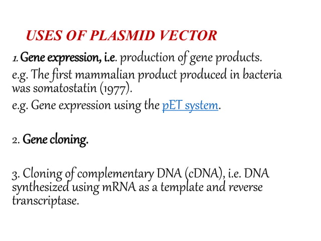 Plasmid and phage vector | PPTX