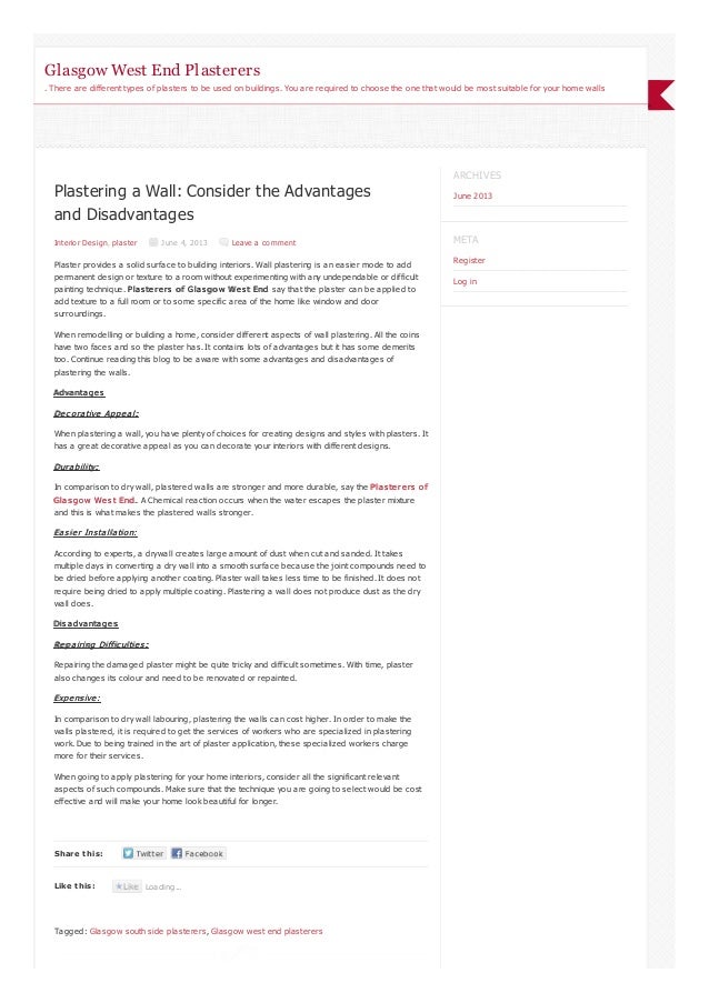 Plastering a Wall Consider the Advantages and Disadvantages