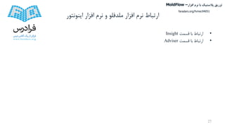 ‫اینونتور‬ ‫افزار‬ ‫نرم‬ ‫و‬ ‫ملدفلو‬ ‫افزار‬ ‫نرم‬ ‫ارتباط‬
•‫قسمت‬ ‫با‬ ‫ارتباط‬Insight
•‫قسمت‬ ‫با‬ ‫ارتباط‬Adviser
27
‫تزریق‬‫پالستیک‬‫افزار‬ ‫نرم‬ ‫با‬MoldFlow –
faradars.org/fvmec94051
 