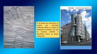Si un grupo de elementos se
mueve con velocidad
uniforme sobre un campo de
elementos similares, los que
se mueven tienden a
percibirse como un grupo
coherente
 