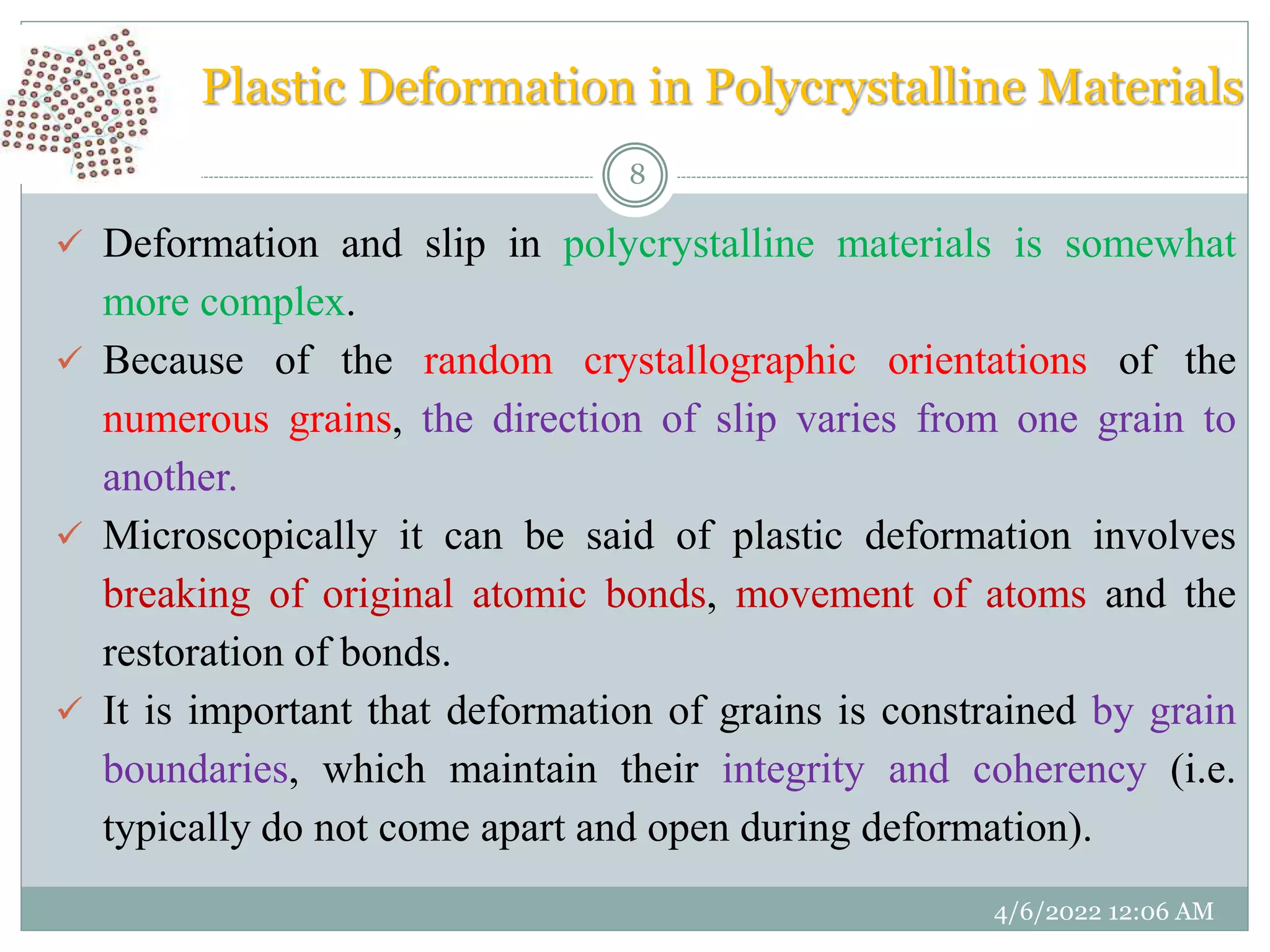 Plastic deformation of single and polycrystalline materials | PPTX