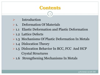 Plastic deformation of single and polycrystalline materials | PPTX