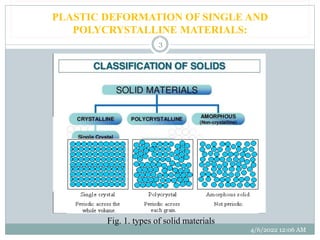 Plastic deformation of single and polycrystalline materials | PPTX