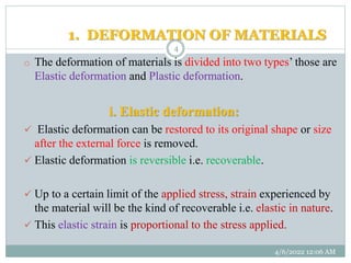 Plastic deformation of single and polycrystalline materials | PPTX